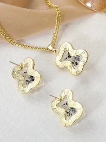 3pcs Bear Pendant Necklace & Earrings