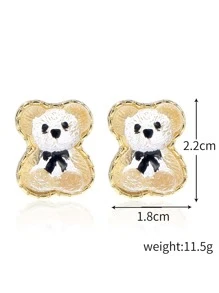 3pcs Bear Pendant Necklace & Earrings