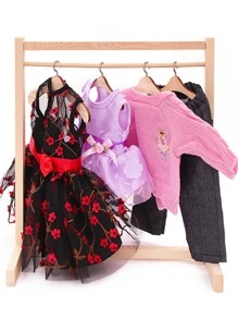 10pcs Wooden Doll Clothes Hanger - Apricot - View 1