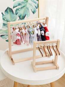 10pcs Wooden Doll Clothes Hanger - Apricot - View 4