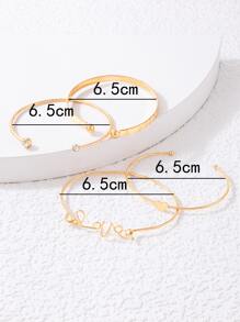 4 piezas Pulsera con adorno letra y corazón - Amarillo Oro - Ver 3