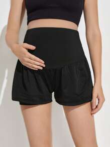 SHEIN Maternidad Shorts de talle alto bajo con fruncido