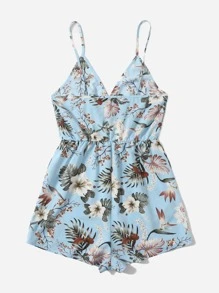 SHEIN VCAY Tropical Print Slip Romper - Multicolor - View 2