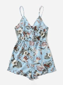 SHEIN VCAY Tropical Print Slip Romper - Multicolor - View 3