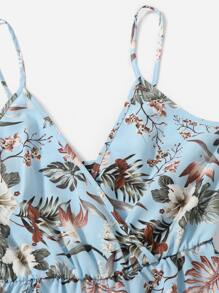 SHEIN VCAY Tropical Print Slip Romper - Multicolor - View 4