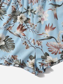 SHEIN VCAY Tropical Print Slip Romper - Multicolor - View 5