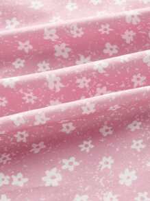 ROMWE Ditsy Floral Tie Front Cami Top - Pink - View 4