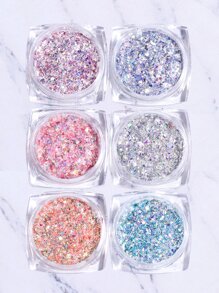 6boxes Glitter Nail Powder - Multicolor - View 4