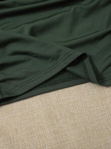 SHEIN Teen Girls' Knit Solid Color Halter Neck Top, Ideal For Summer - Dark Green - View 4