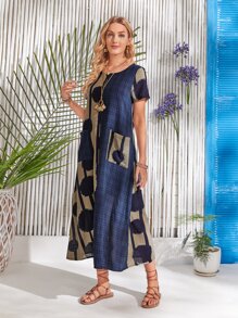 EMERY ROSE 格紋面口袋直筒連衣裙 - 彩色 - 查看 4