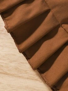 Camiseta Con Ribete De Volante Para Bebé Niña Y Falda Con Cinturón Con Dobladillo Plisado Y Botones Falsos - Multicolor - Ver 3