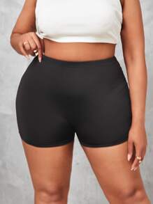 Slaydiva Plus Cartoon And Slogan Graphic Leggings For Summer - Black - View 2