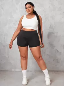 Slaydiva Plus Cartoon And Slogan Graphic Leggings For Summer - Black - View 3
