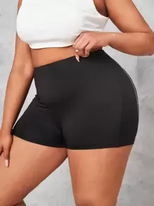 Slaydiva Plus Cartoon And Slogan Graphic Leggings For Summer - Black - View 5