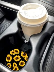 2pcs Sunflower Print Car Coaster - Multicolor - View 2