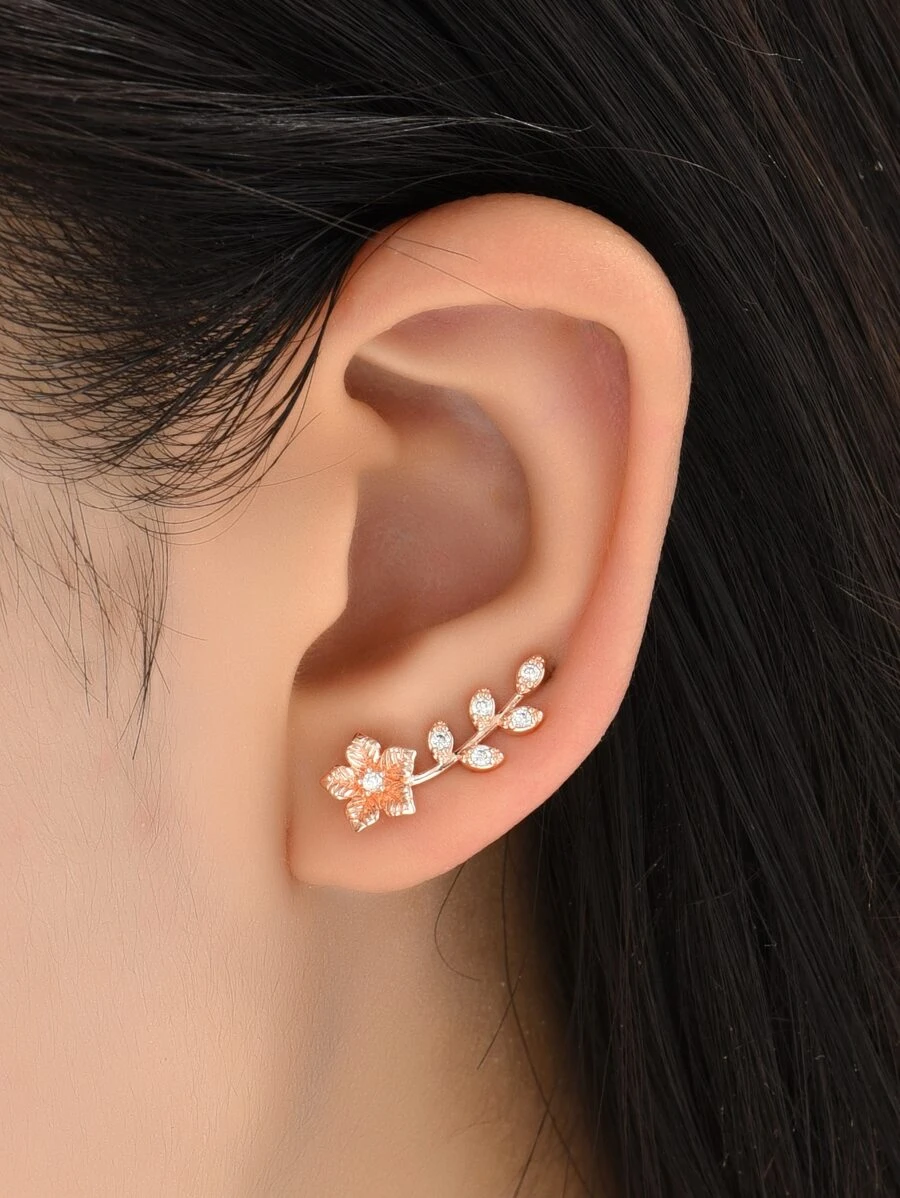 1入組方晶鋯石裝飾花耳爬銅首飾類