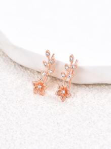 1入組方晶鋯石裝飾花耳爬銅首飾類