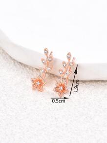 1入組方晶鋯石裝飾花耳爬銅首飾類