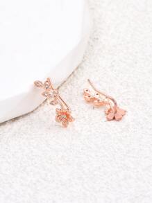 1入組方晶鋯石裝飾花耳爬銅首飾類