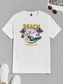 Manfinity Chillmode Tops Nam Con số Nhiệt đới Kỳ nghỉ - trắng - Xem 1