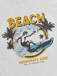 Manfinity Chillmode Tops Nam Con số Nhiệt đới Kỳ nghỉ - trắng - Xem 5