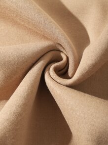 SHEIN EZwear Áo hoodie ngắn Dây kéo Lót nhiệt - Màu Khaki - Xem 8