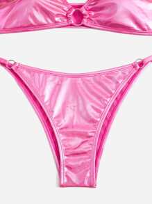 閃閃發光的環扣比基尼 - 玫紅色 - 查看 4