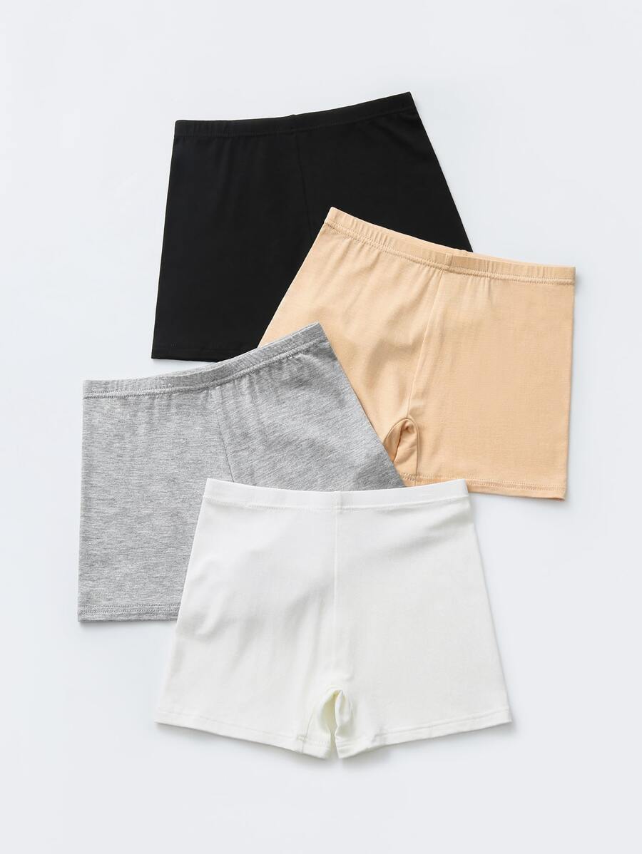 SHEIN 4条装女童防闪光打底裤，舒适面料，四季皆宜