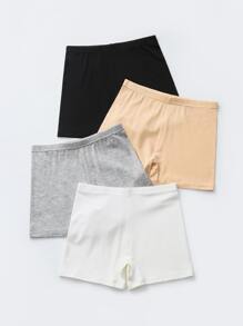 SHEIN 4条装女童防闪光打底裤，舒适面料，四季皆宜