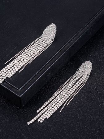 水鑽裝飾流蘇耳墜