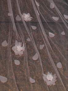 花朵裝飾婚禮面紗 - 米色 - 查看 3