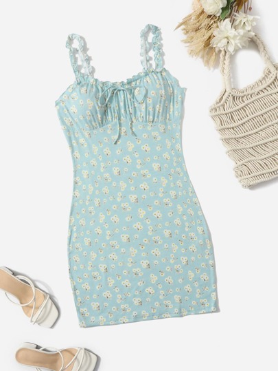 مقاس كبير فستان ضيق كامي زهر اقحوان