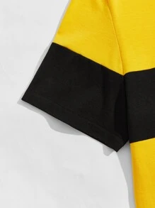 Manfinity VCAY Hombres Camiseta con estampado de letra de dos tonos - Amarillo - Ver 3