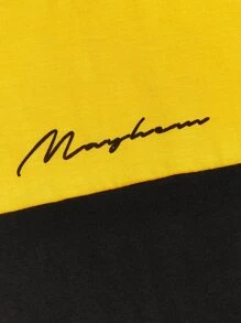 Manfinity VCAY Hombres Camiseta con estampado de letra de dos tonos - Amarillo - Ver 4