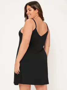 SHEIN BASICS Plus Solid Cami Casual Dinner Dating Dress