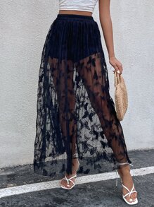 Chiquease Cycling Shorts Insert Lace Pleated Skirt - Black - View 5