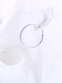 Minimalist Hoop Earrings - Silver - View 2