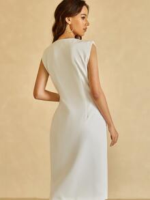 UNIQUE21 Double Button Vest Blazer Dress - White - View 2