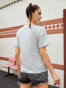 Naawberry Drop Shoulder Figure Graphic Top - Light Grey - View 2