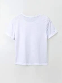 Tops con gái Con số Lá thư Giải trí - trắng - Xem 2