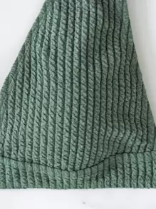 SHEIN Swim Summer Beach Ribbed Bikini Set Buckle Back Tank Bra & High Waisted Bottom 2 Piece Bathing Suit - Olive Green - View 7