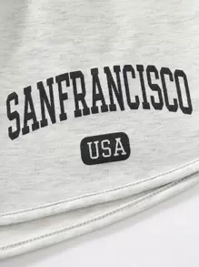 SHEIN Unity Letter Graphic Drawstring Waist Shorts - Light Grey - View 4