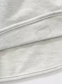 SHEIN Unity Letter Graphic Drawstring Waist Shorts - Light Grey - View 5