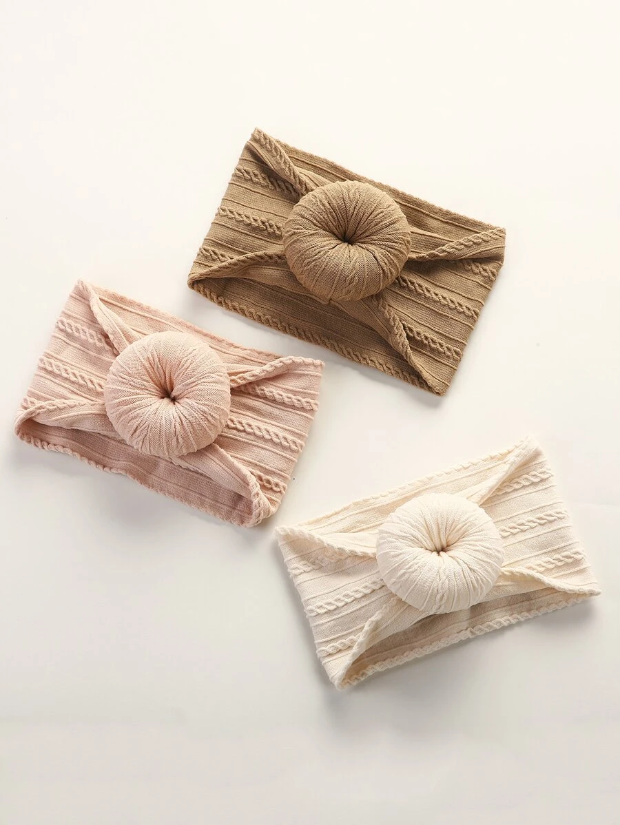 3 cái Dây buộc tóc Rộng Rắn cho Bé - màu nâu - Xem 1