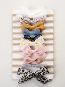 10入組嬰兒蝴蝶結裝飾髮帶 - 彩色 - 查看 1