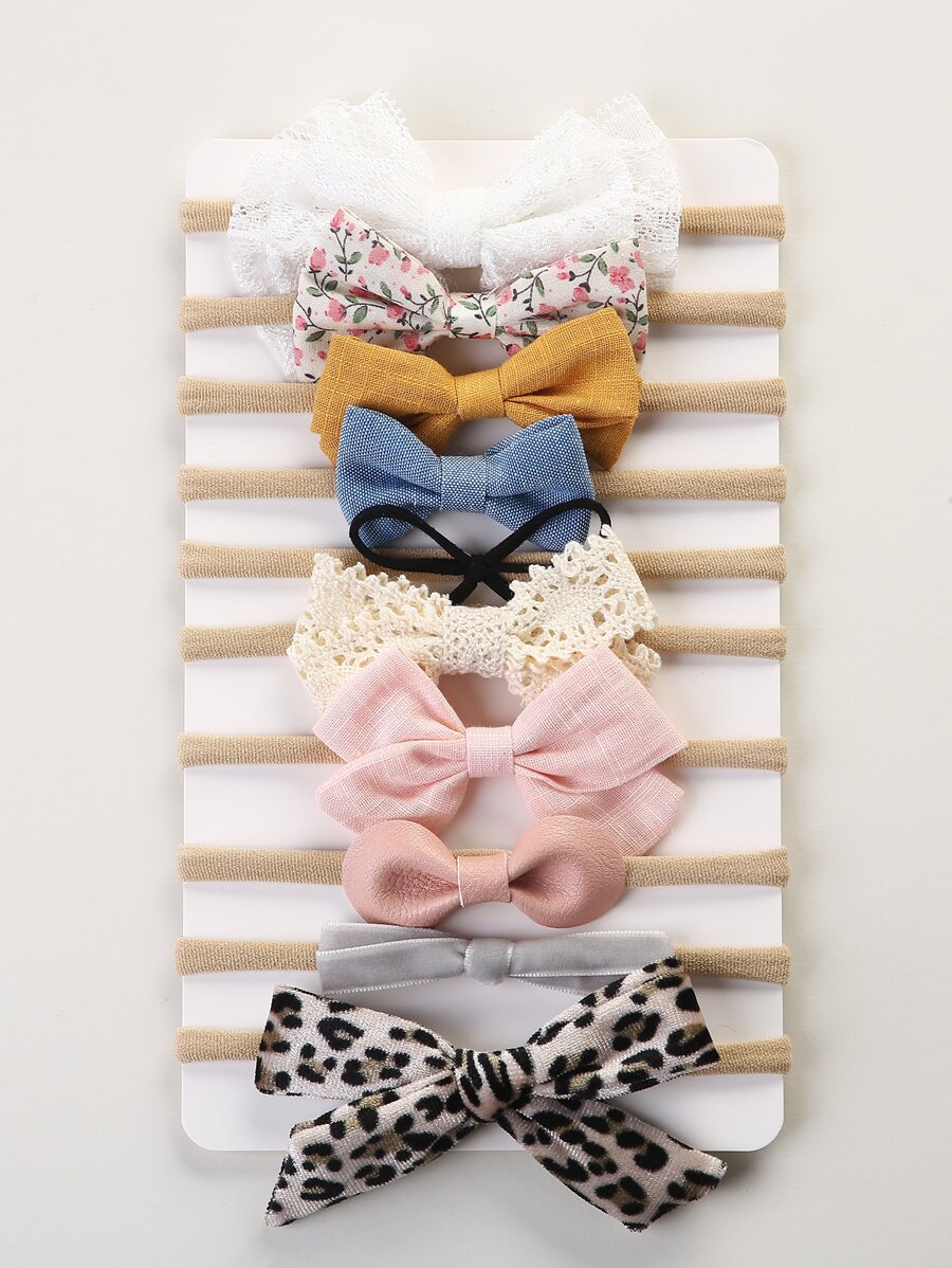 10入組嬰兒蝴蝶結裝飾髮帶 - 彩色 - 查看 1