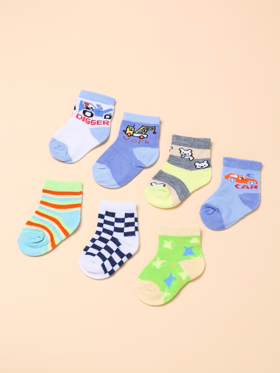 7pairs Baby Cartoon Graphic Socks - Nhiều màu - Xem 1