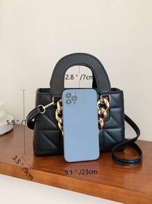 Bolsa De Cuadrados Acolchados Silenciosa Y Lujosa Con Decoración De Cadena Para Adolescentes, Mujeres Estudiantes Universitarias, Novatos Y Trabajadores De Cuello Blanco, Perfecta Para La Oficina, El Trabajo, Los Negocios Y Los Desplazamientos. La Mejor Bolsa De Trabajo Para Mujeres, Para Regalos De Maestros, Para Señoras, Para Mujeres De Negocios/desplazamientos/trabajo/ Oficina, Para Festivales/vacaciones/días Festivos - Negro - Ver 5