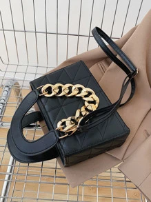 Bolsa De Cuadrados Acolchados Silenciosa Y Lujosa Con Decoración De Cadena Para Adolescentes, Mujeres Estudiantes Universitarias, Novatos Y Trabajadores De Cuello Blanco, Perfecta Para La Oficina, El Trabajo, Los Negocios Y Los Desplazamientos. La Mejor Bolsa De Trabajo Para Mujeres, Para Regalos De Maestros, Para Señoras, Para Mujeres De Negocios/desplazamientos/trabajo/ Oficina, Para Festivales/vacaciones/días Festivos - Negro - Ver 6