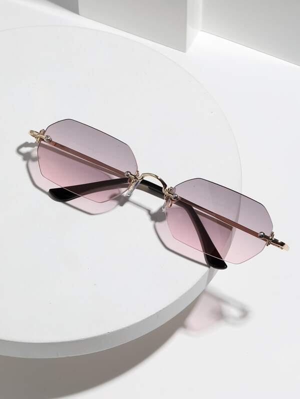 1pc Men Mini Hexagon Frameless Retro Full Metal Fashion Glasses Gradient Color Street Vacation Outdoor Beach Daily Commute Classic Retro Driving, Fishing, Camping, Cycling, Hiking, Running Fashion Glasses, Glasses, Decorative Eyewear Shades Accessories Beach Accessories Glasses Shades Looks Street Style And Suit For Sweater Jacket Sweatshirt Hoodie Leather Pants And Cargo Pants For Summer Beach Vacation,Outdoor,Travel